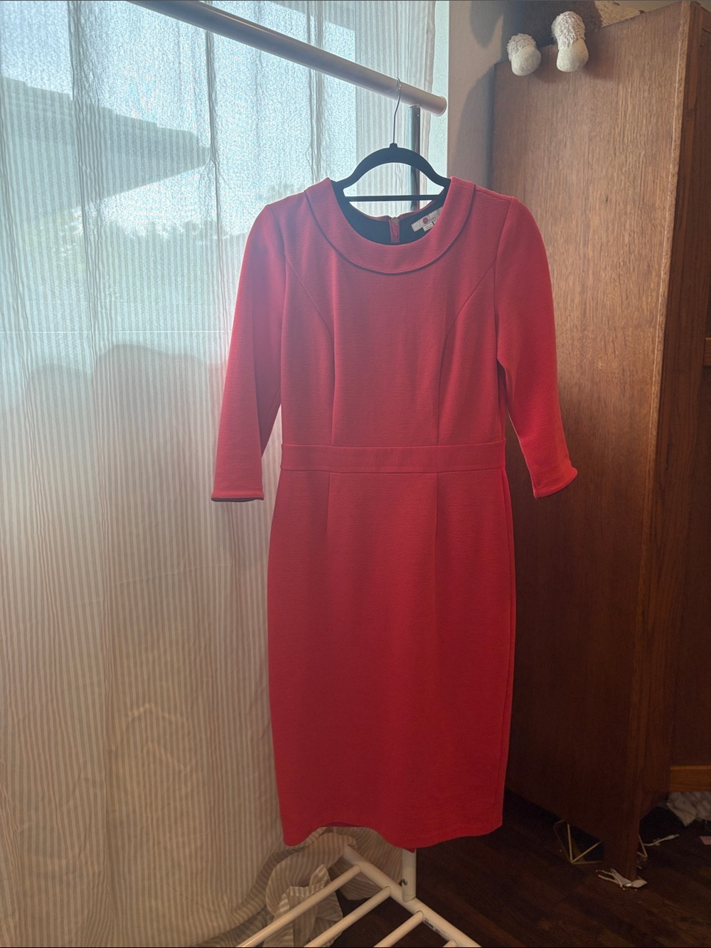 Boden Red Midi Dress with Peter Pan Collar